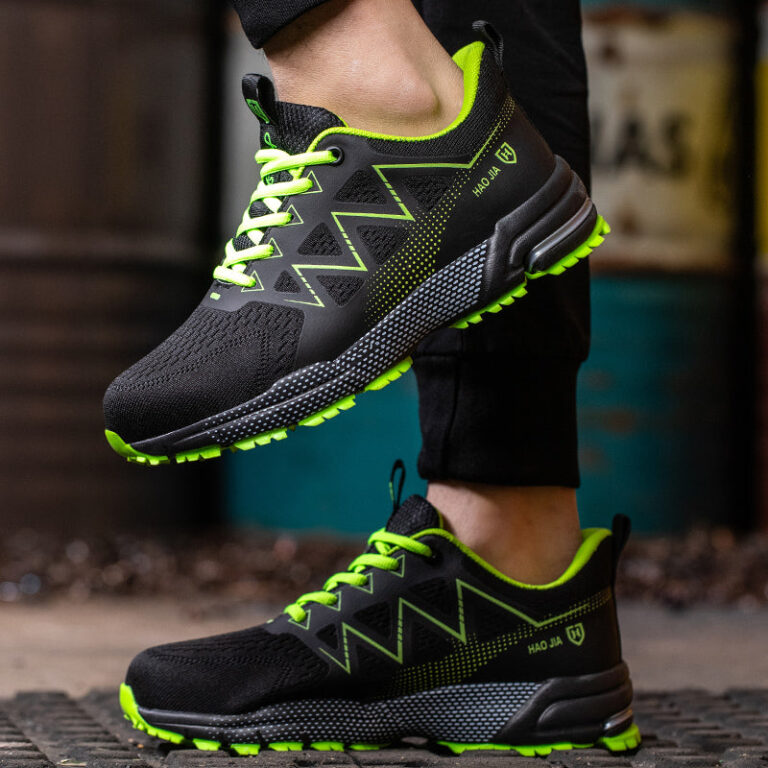 Chaussures De Travail Unisexe Style Basket Legerete Confort Securite Noirvert